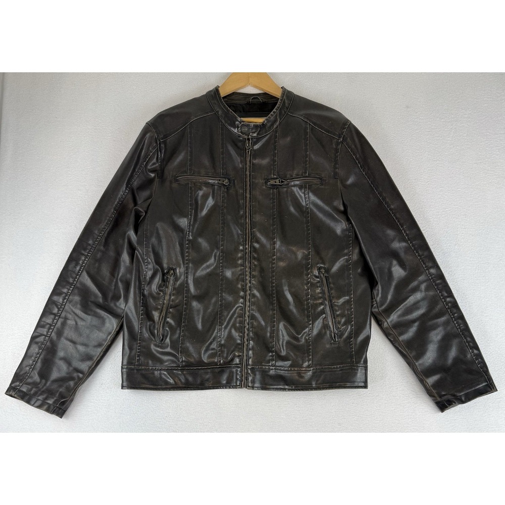 LEVI STRAUSS & Co Jacket Size Large Faux Brown Leather Levi's Distressed